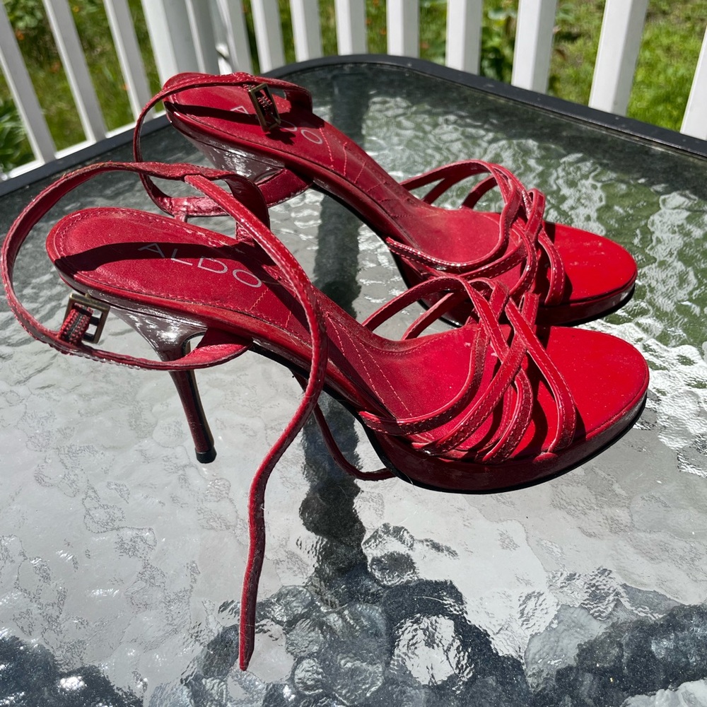 Aldo Women's Elegant Red Strappy Heels